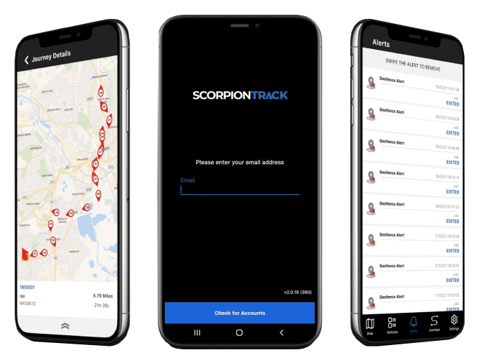 Scorpion S5 Tracker for Cars and Vans - Mobile App